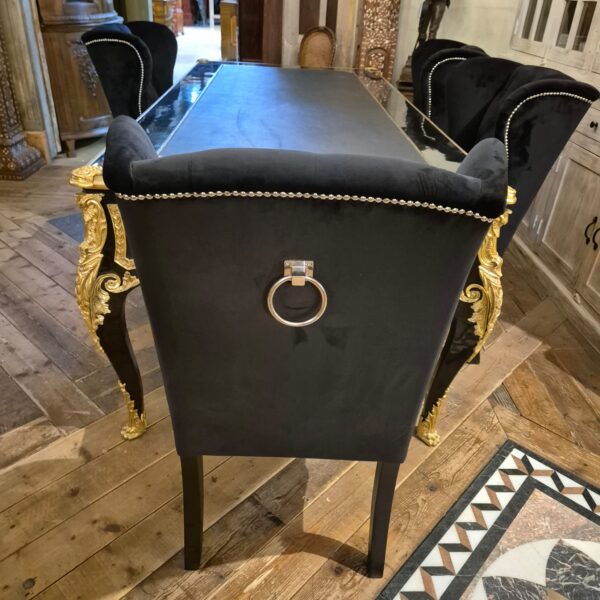 Esszimmerstuhl Stuhl Ohrenbackenstuhl Chesterfield Schwarz – Bild 7