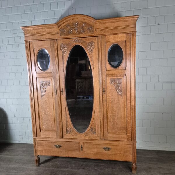 Schrank Kleiderschrank Jugendstil 1910 Eiche – Bild 2