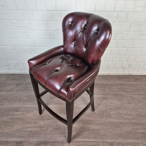 Chesterfield Barhocker Barsessel Leder Kastanienbraun – Bild 3