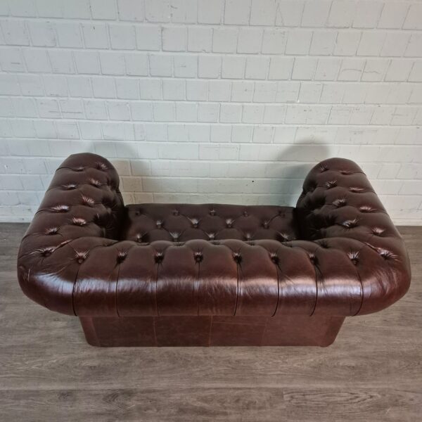 Chesterfield Sofa Couch Leder Kastanienbraun 1,65 m Set – Bild 15