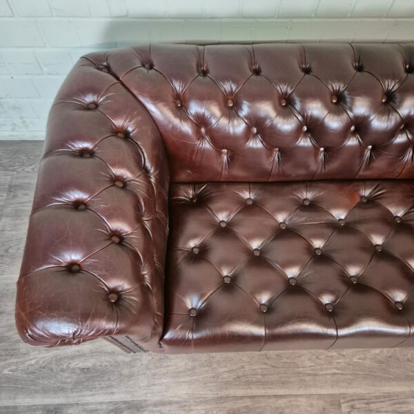 Chesterfield Sofa Couch Leder Kastanienbraun 1,65 m Set – Bild 13