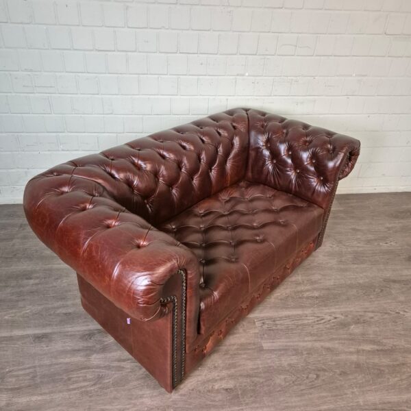 Chesterfield Sofa Couch Leder Kastanienbraun 1,65 m Set – Bild 7