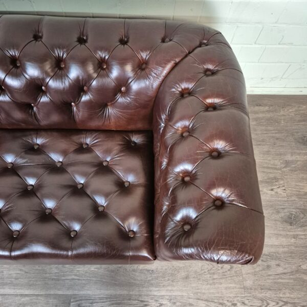 Chesterfield Sofa Couch Leder Kastanienbraun 1,65 m Set – Bild 14