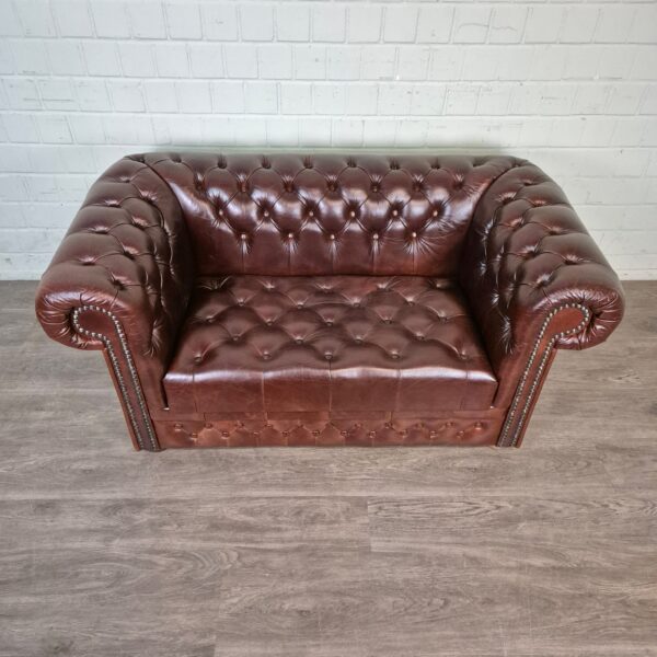 Chesterfield Sofa Couch Leder Kastanienbraun 1,65 m Set – Bild 6