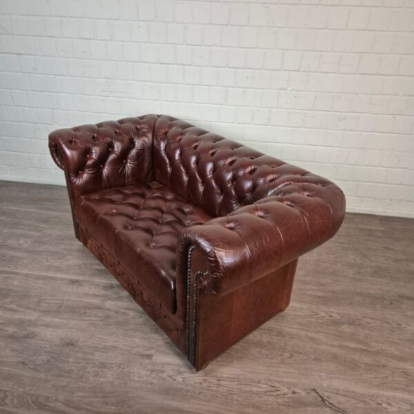 Chesterfield Sofa Couch Leder Kastanienbraun 1,65 m Set – Bild 8