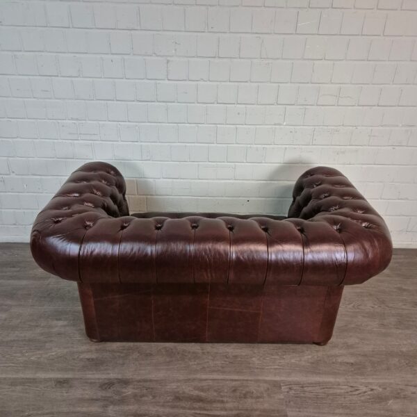 Chesterfield Sofa Couch Leder Kastanienbraun 1,65 m Set – Bild 16