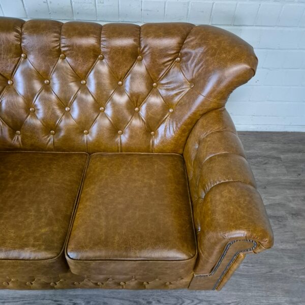 Chesterfield Sofa Couch Leder Cognac 1,53 m – Bild 6