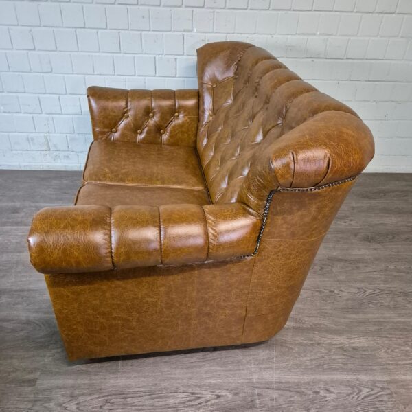 Chesterfield Sofa Couch Leder Cognac 1,53 m – Bild 4