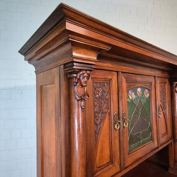 Buffetschrank Schrank Jugendstil 1900 Nussbaum – Bild 4