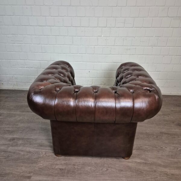 Chesterfield Sessel Leder Braun – Bild 5