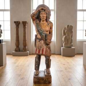 Skulptur Dekoration Indianer 1,88 m Massivholz 1920