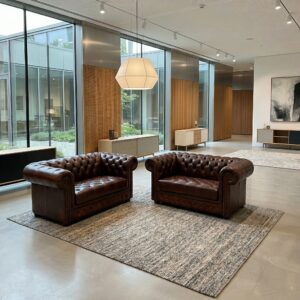 Chesterfield Couchgarnitur Sofas Leder Kastanienbraun 1,65 m