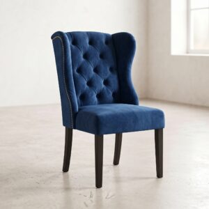 Esszimmerstuhl Stuhl Ohrenbackenstuhl Chesterfield Blau