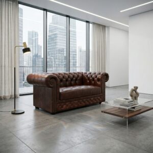 Chesterfield Sofa Couch Leder Kastanienbraun 1,65 m