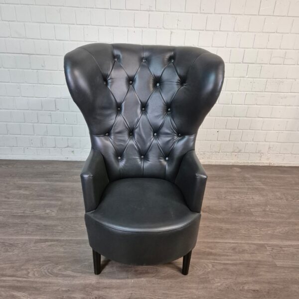 Chesterfield Sessel Leder Schwarz – Bild 2