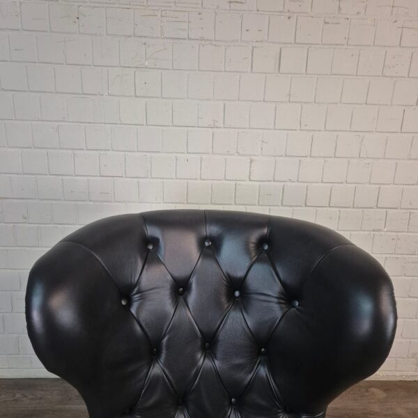 Chesterfield Sessel Leder Schwarz – Bild 3