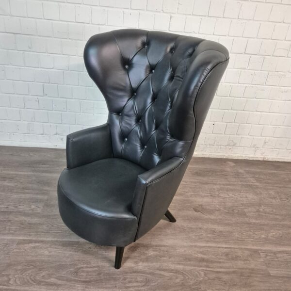 Chesterfield Sessel Leder Schwarz – Bild 6