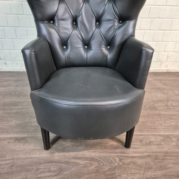 Chesterfield Sessel Leder Schwarz – Bild 4