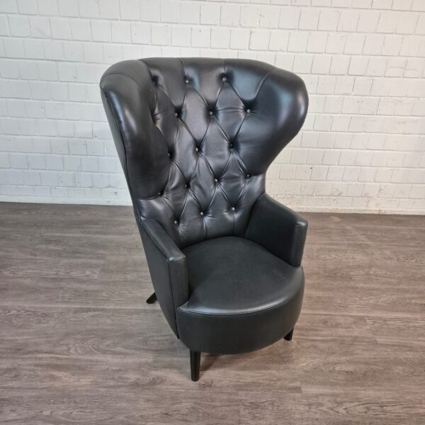 Chesterfield Sessel Leder Schwarz