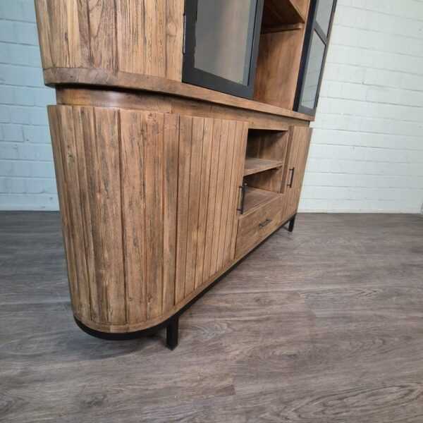 Vitrine Bücherschrank Oval Teakholz 1,80 m – Bild 4