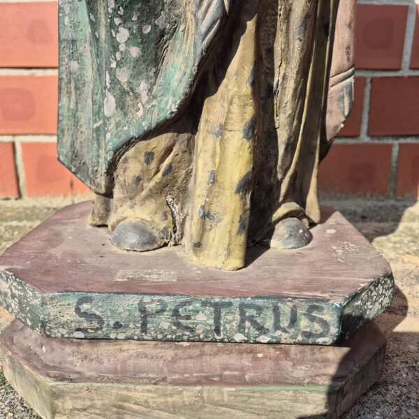 Sakrale Holzstatue Heiligenfigur Petrus Buche – Bild 3