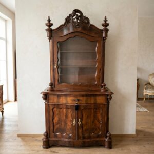 Vitrine Aufsatzschrank Biedermeier 1850 Mahagoni