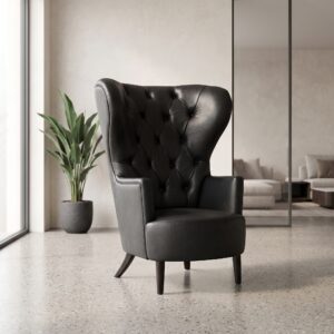 Chesterfield Sessel Leder Schwarz