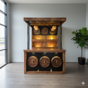 Hausbar Gartenbar Weinfass-Bar Mangoholz 1,84 m