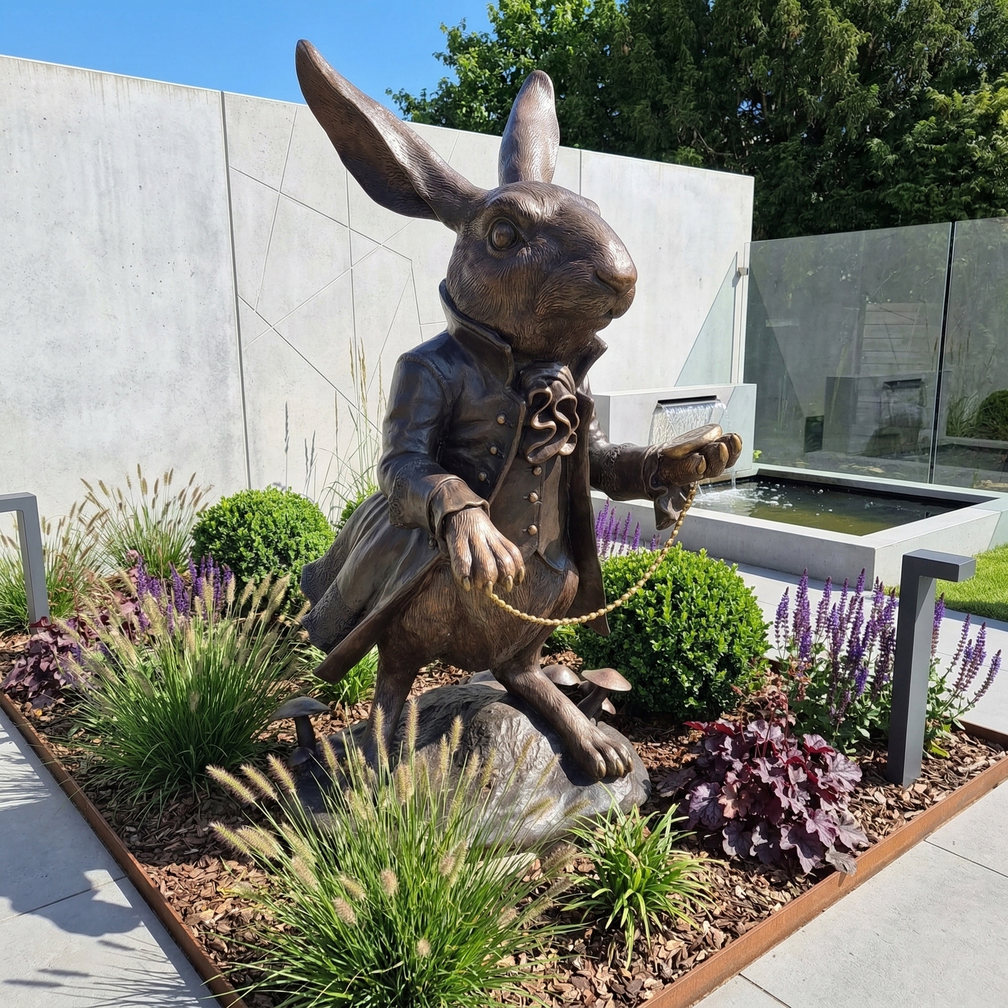 Skulptur Dekoration Kaninchen aus Alice im Wunderland Bronze 1,55 m – Bild 2