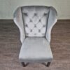Esszimmerstuhl Stuhl Ohrenbackenstuhl Chesterfield Silbergrau – Bild 3