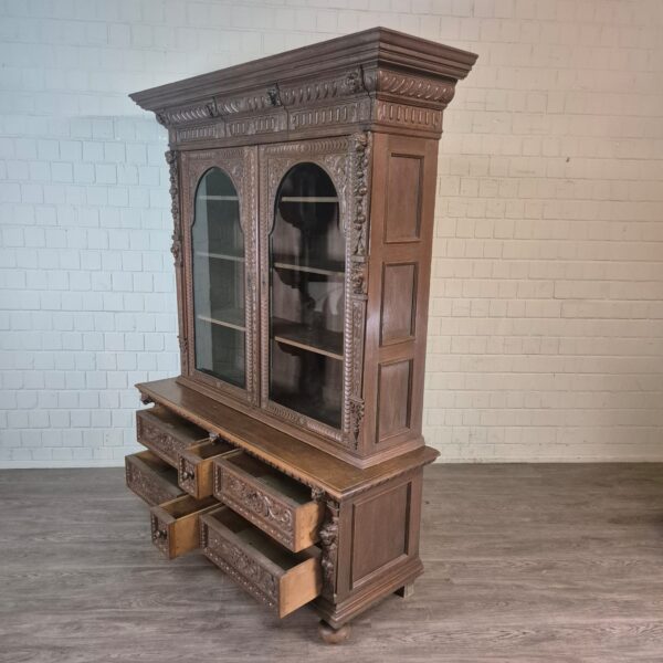 Vitrine Bücherschrank Jugendstil 1900 Eiche – Bild 15