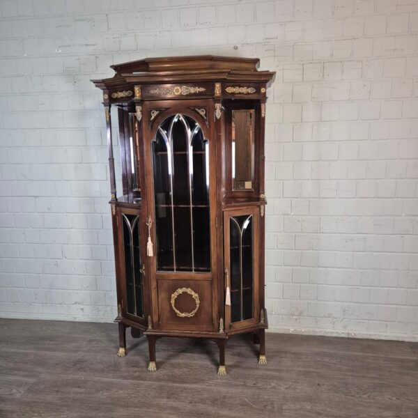 Vitrine Geschirrschrank Jugendstil 1900 Mahagoni – Bild 3