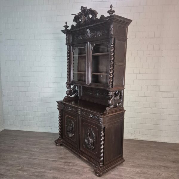 Vitrine Jagdschrank Gründerzeit 1880 Eiche – Bild 3