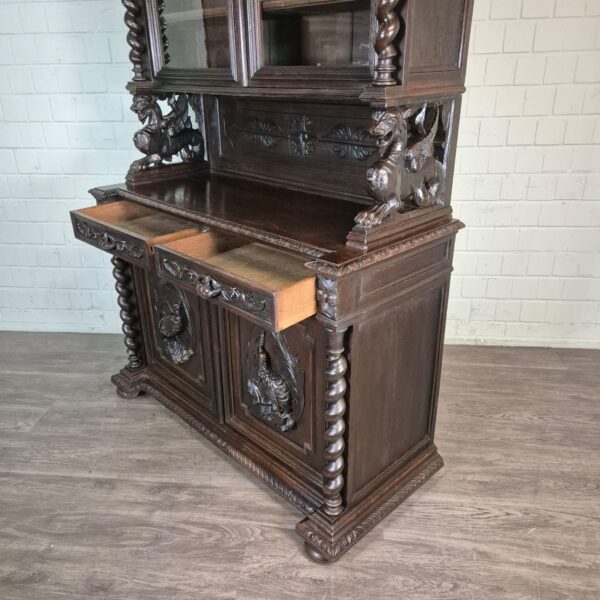 Vitrine Jagdschrank Gründerzeit 1880 Eiche – Bild 20