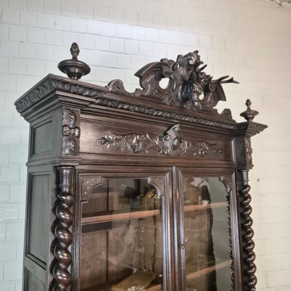 Vitrine Jagdschrank Gründerzeit 1880 Eiche – Bild 5