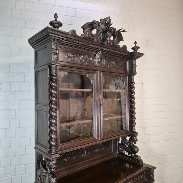 Vitrine Jagdschrank Gründerzeit 1880 Eiche – Bild 4
