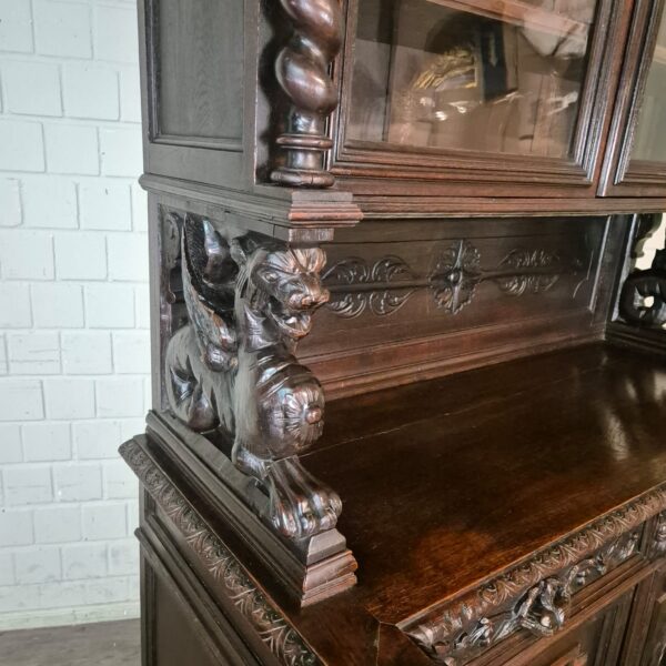 Vitrine Jagdschrank Gründerzeit 1880 Eiche – Bild 6