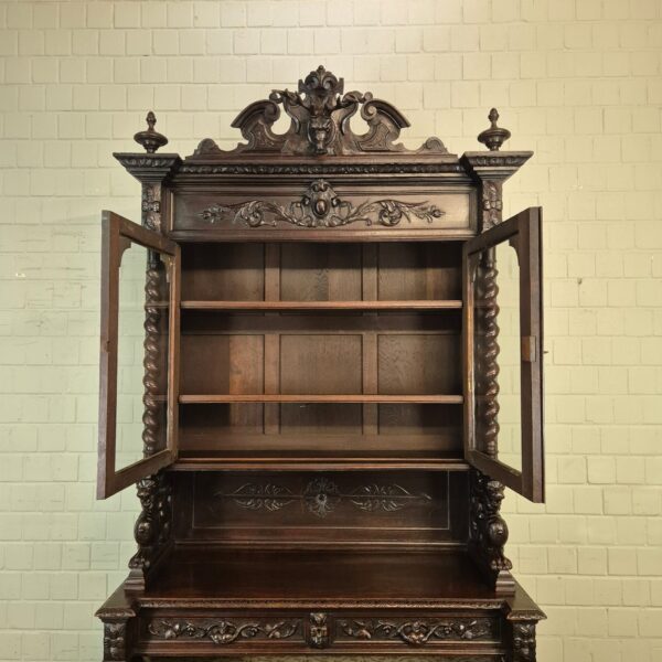 Vitrine Jagdschrank Gründerzeit 1880 Eiche – Bild 17