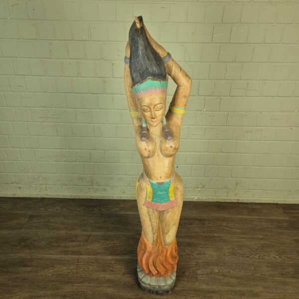 Skulptur Dekoration Frauenfigur 1950 Massivholz