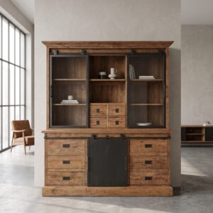Vitrine Bücherschrank Teakholz 1,93 m