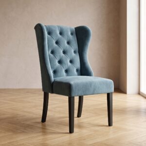 Esszimmerstuhl Stuhl Ohrenbackenstuhl Chesterfield Hellblau
