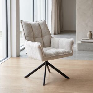 Retro Design Stuhl Esszimmerstuhl Cremeweiß