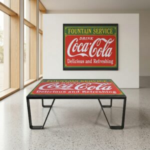 Couchtisch Emaille Coca-Cola 1,40 m x 0,72 m