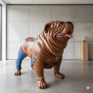Dekoration Skulptur Amerikanische Bulldogge XXL 1,55 m