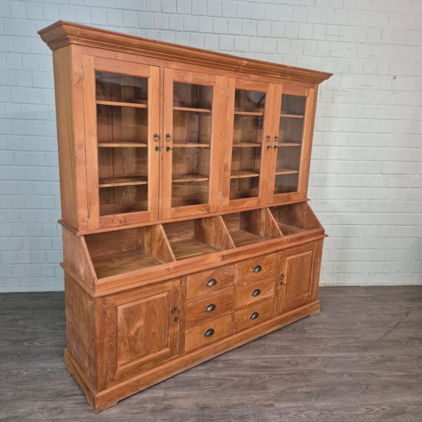 Vitrine Krämerschrank Teakholz 2,15 m