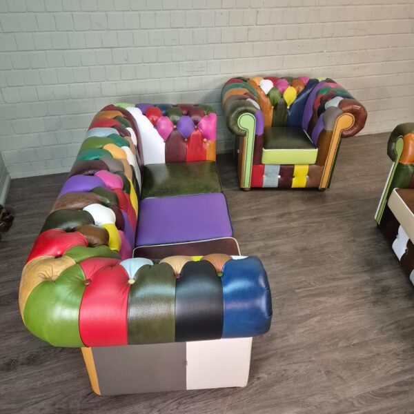 Chesterfield Couchgarnitur Modell Karneval 3-2-1 Leder – Bild 4