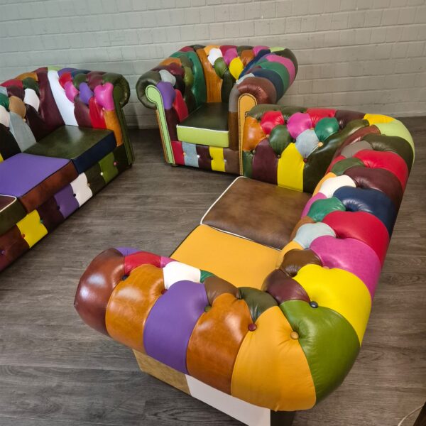 Chesterfield Couchgarnitur Modell Karneval 3-2-1 Leder – Bild 5