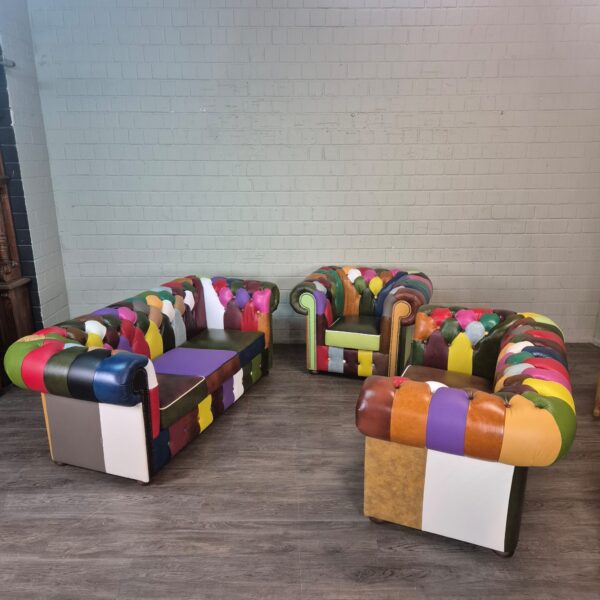 Chesterfield Couchgarnitur Modell Karneval 3-2-1 Leder