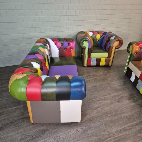 Chesterfield Couchgarnitur Modell Karneval 3-2-1 Leder – Bild 3