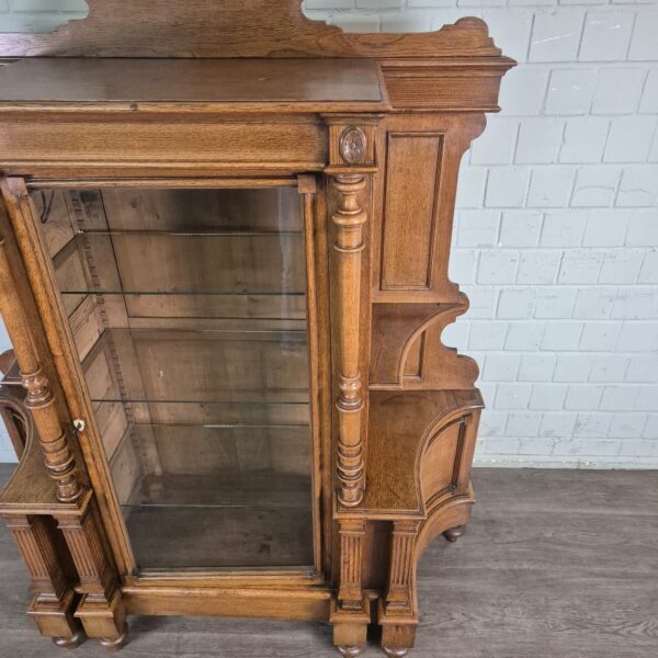 Vitrine Geschirrschrank Gründerzeit 1880 Eiche – Bild 9